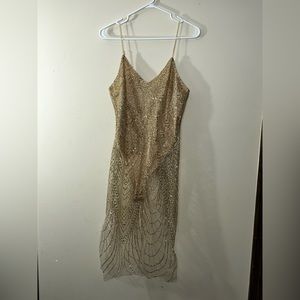 Fashion Nova My New Love Glitter Midi Dress - Gold